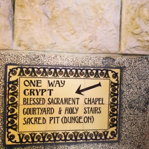 Signage to the Prison of Christ at St Peter in Galicantu, Jerusalem
